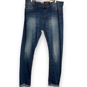 Raw Supply Goods Skinny Leg Jeans Men's 34 X 32 Blue Dark Wash Pockets Western